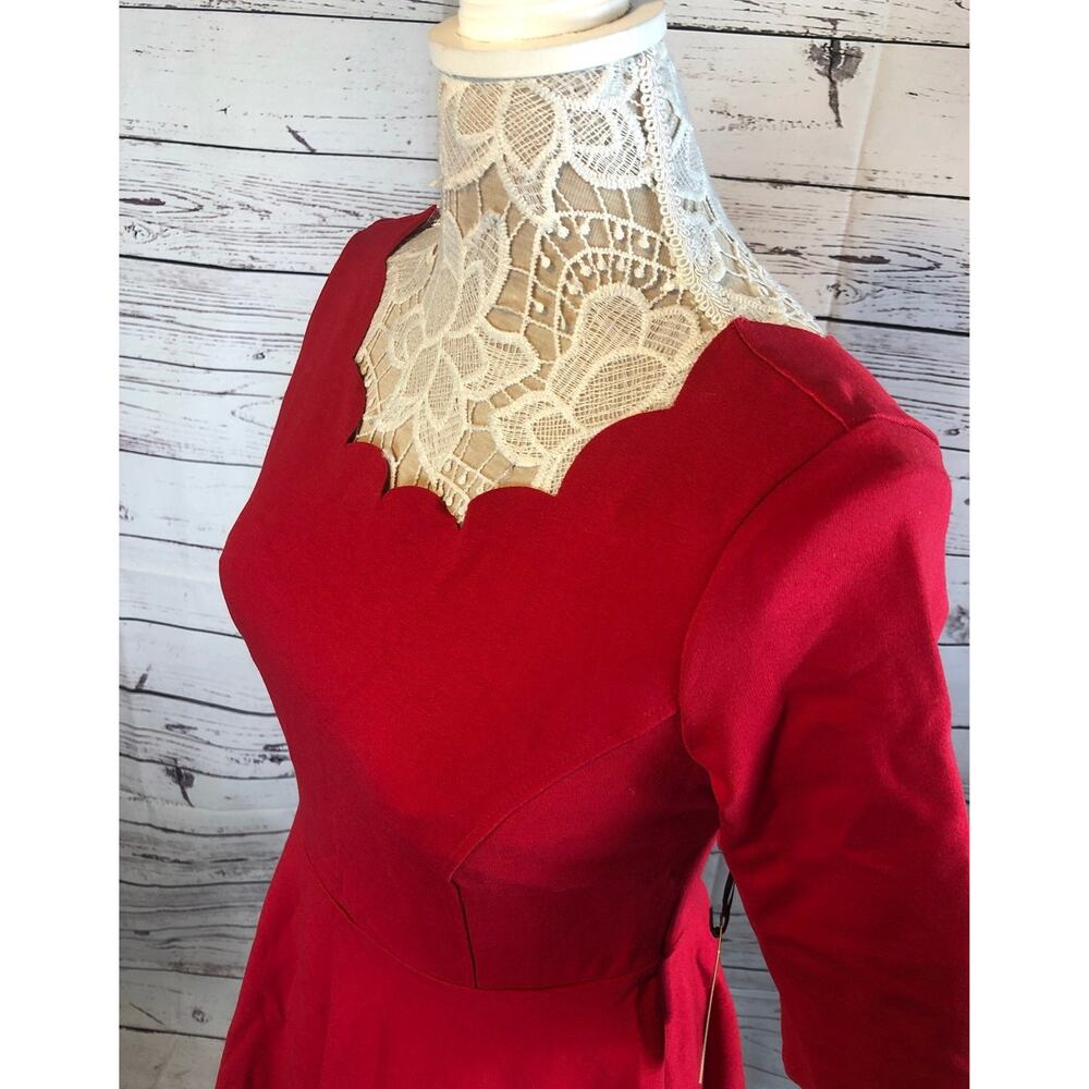 NWT Lulus Tip the Scallops Red Scalloped Skater D… - image 10